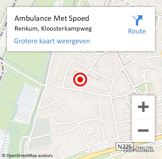 Locatie op kaart van de 112 melding: Ambulance Met Spoed Naar Renkum, Kloosterkampweg op 28 juni 2016 17:28