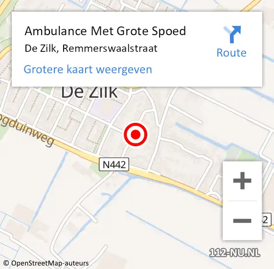 Locatie op kaart van de 112 melding: Ambulance Met Grote Spoed Naar De Zilk, Remmerswaalstraat op 28 juni 2016 17:49