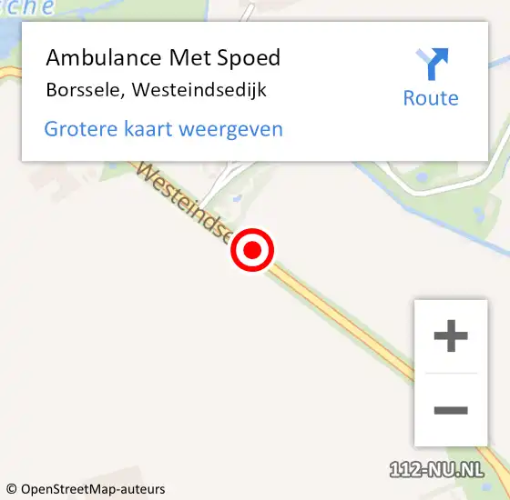 Locatie op kaart van de 112 melding: Ambulance Met Spoed Naar Borssele, Westeindsedijk op 28 juni 2016 17:50