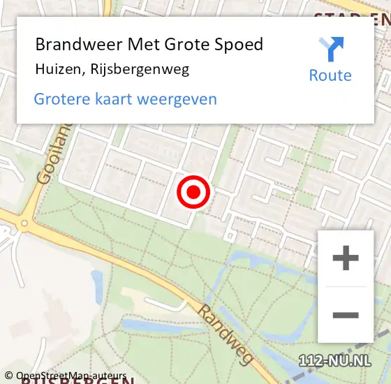 Locatie op kaart van de 112 melding: Brandweer Met Grote Spoed Naar Huizen, Rijsbergenweg op 28 juni 2016 17:58