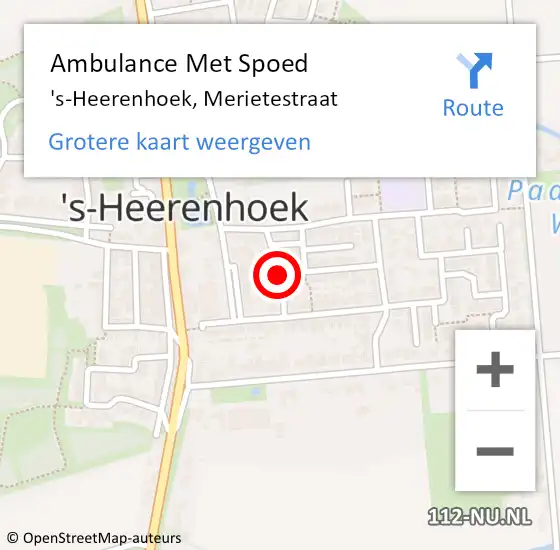 Locatie op kaart van de 112 melding: Ambulance Met Spoed Naar 's-Heerenhoek, Merietestraat op 28 juni 2016 18:08