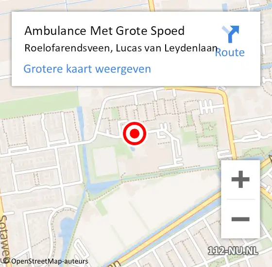 Locatie op kaart van de 112 melding: Ambulance Met Grote Spoed Naar Roelofarendsveen, Lucas van Leydenlaan op 28 juni 2016 18:44