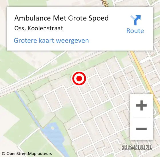 Locatie op kaart van de 112 melding: Ambulance Met Grote Spoed Naar Oss, Koolenstraat op 28 juni 2016 19:13