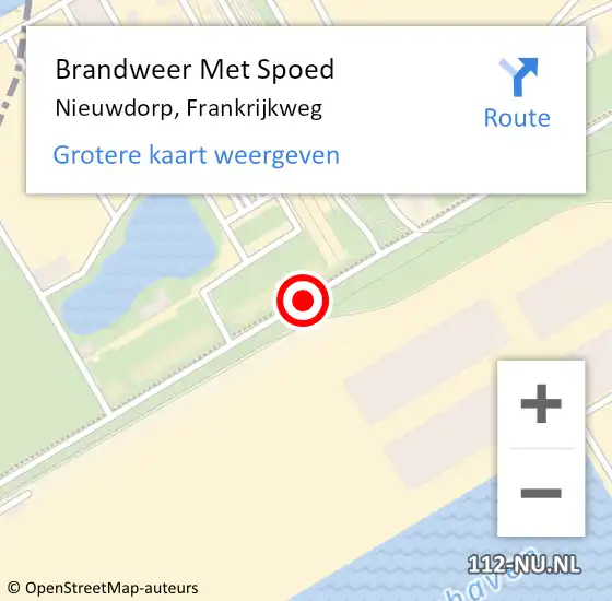 Locatie op kaart van de 112 melding: Brandweer Met Spoed Naar Nieuwdorp, Frankrijkweg op 28 juni 2016 19:24