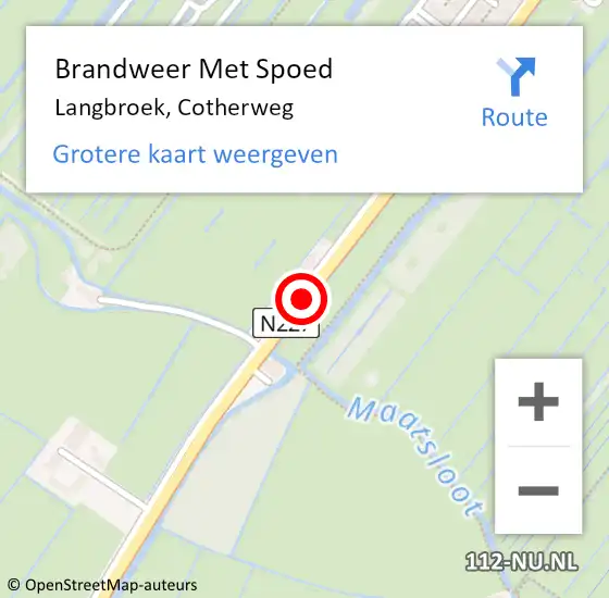 Locatie op kaart van de 112 melding: Brandweer Met Spoed Naar Langbroek, Cotherweg op 28 juni 2016 19:26