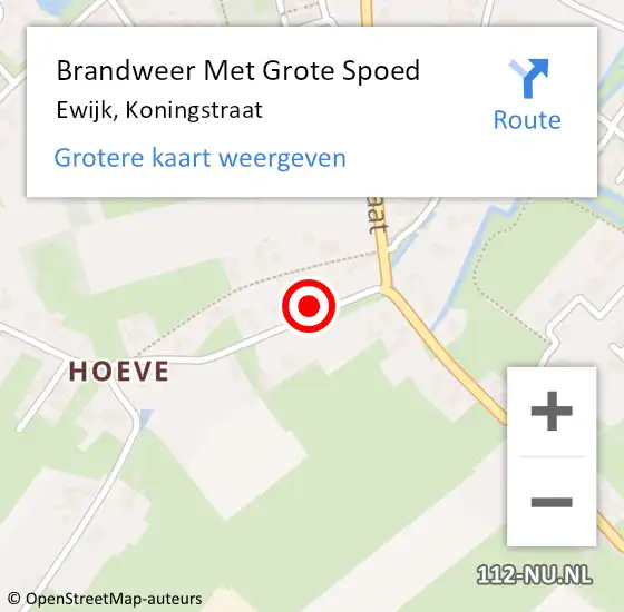 Locatie op kaart van de 112 melding: Brandweer Met Grote Spoed Naar Ewijk, Koningstraat op 19 december 2013 16:08