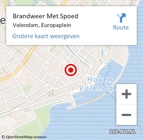 Locatie op kaart van de 112 melding: Brandweer Met Spoed Naar Volendam, Europaplein op 28 juni 2016 20:22