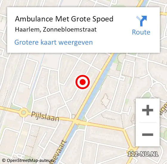 Locatie op kaart van de 112 melding: Ambulance Met Grote Spoed Naar Haarlem, Zonnebloemstraat op 28 juni 2016 20:53