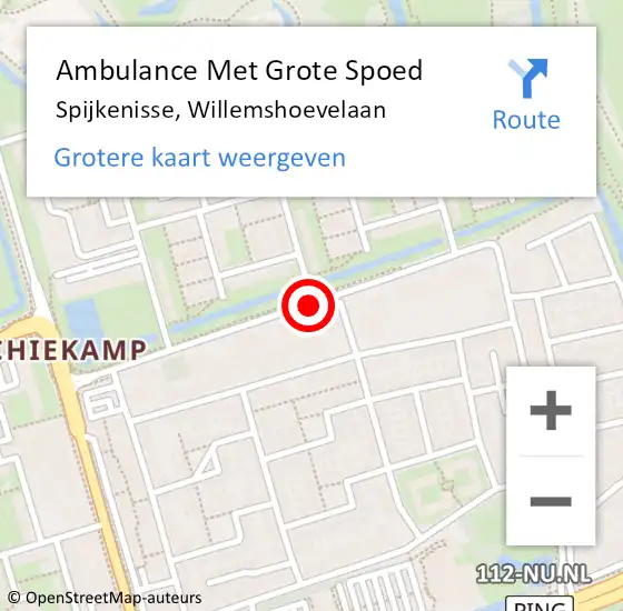 Locatie op kaart van de 112 melding: Ambulance Met Grote Spoed Naar Spijkenisse, Willemshoevelaan op 28 juni 2016 21:28