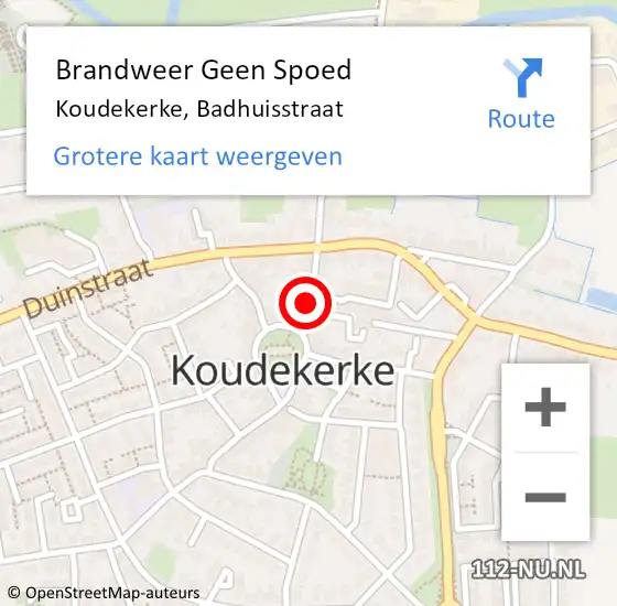 Locatie op kaart van de 112 melding: Brandweer Geen Spoed Naar Koudekerke, Badhuisstraat op 28 juni 2016 21:30