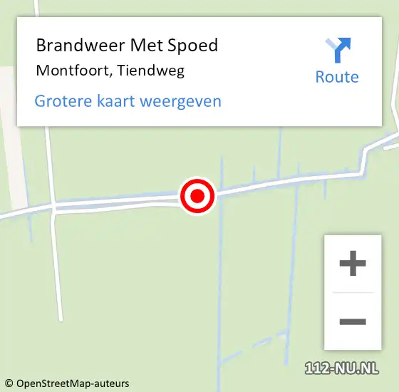 Locatie op kaart van de 112 melding: Brandweer Met Spoed Naar Montfoort, Tiendweg op 28 juni 2016 22:01