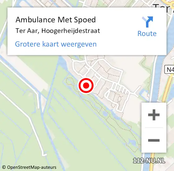 Locatie op kaart van de 112 melding: Ambulance Met Spoed Naar Ter Aar, Hoogerheijdestraat op 28 juni 2016 22:40