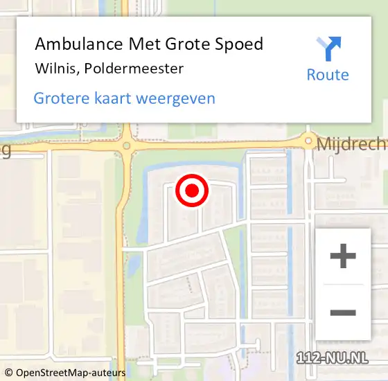 Locatie op kaart van de 112 melding: Ambulance Met Grote Spoed Naar Wilnis, Poldermeester op 28 juni 2016 23:00