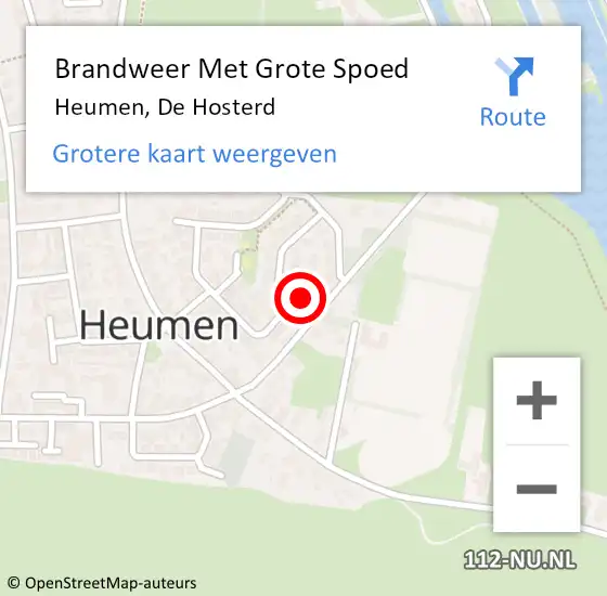 Locatie op kaart van de 112 melding: Brandweer Met Grote Spoed Naar Heumen, De Hosterd op 19 december 2013 16:26