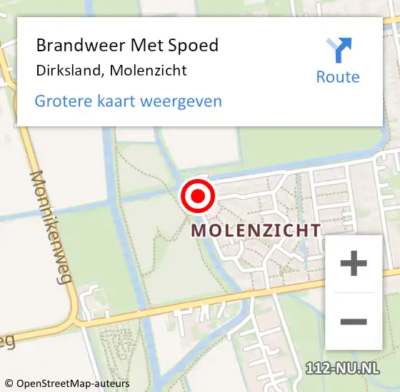 Locatie op kaart van de 112 melding: Brandweer Met Spoed Naar Dirksland, Molenzicht op 29 juni 2016 02:36