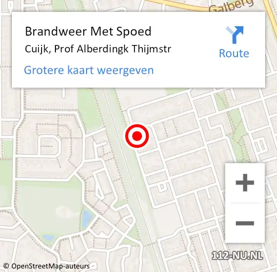 Locatie op kaart van de 112 melding: Brandweer Met Spoed Naar Cuijk, Prof Alberdingk Thijmstr op 29 juni 2016 04:53