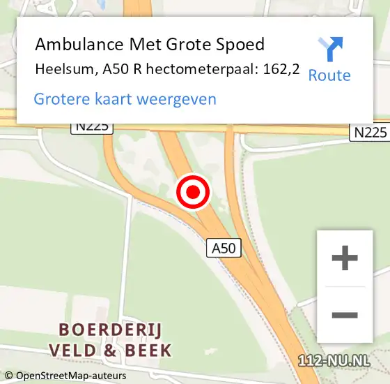 Locatie op kaart van de 112 melding: Ambulance Met Grote Spoed Naar Heelsum, A50 R hectometerpaal: 165,7 op 29 juni 2016 07:06