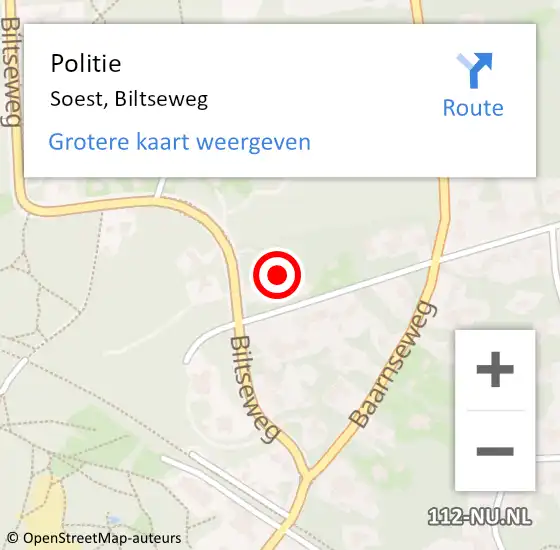 Locatie op kaart van de 112 melding: Politie Soest, Biltseweg op 29 juni 2016 07:29