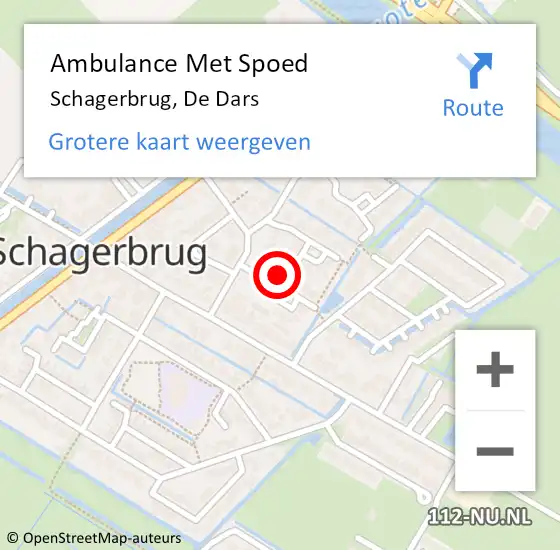 Locatie op kaart van de 112 melding: Ambulance Met Spoed Naar Schagerbrug, De Dars op 29 juni 2016 07:45