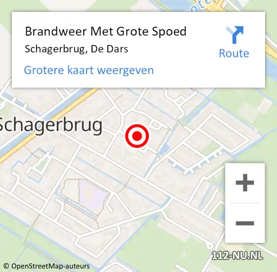 Locatie op kaart van de 112 melding: Brandweer Met Grote Spoed Naar Schagerbrug, De Dars op 29 juni 2016 08:13