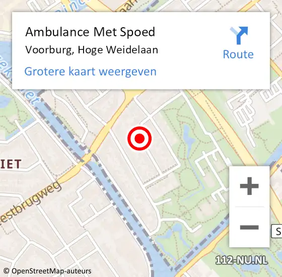 Locatie op kaart van de 112 melding: Ambulance Met Spoed Naar Voorburg, Hoge Weidelaan op 29 juni 2016 08:20