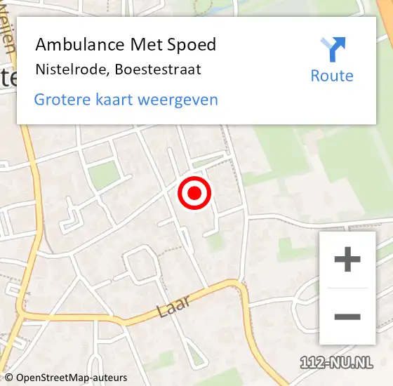 Locatie op kaart van de 112 melding: Ambulance Met Spoed Naar Nistelrode, Boestestraat op 29 juni 2016 09:08