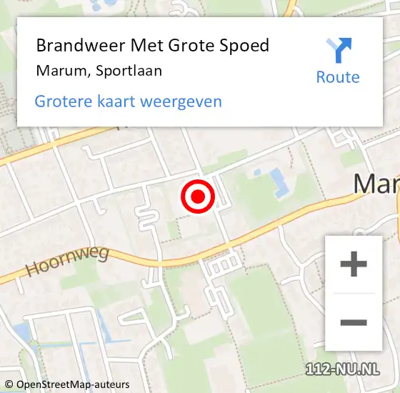 Locatie op kaart van de 112 melding: Brandweer Met Grote Spoed Naar Marum, Sportlaan op 19 december 2013 16:42