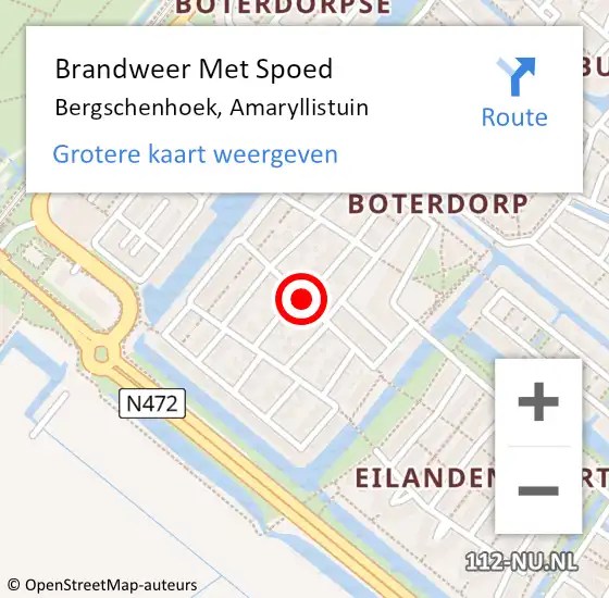 Locatie op kaart van de 112 melding: Brandweer Met Spoed Naar Bergschenhoek, Amaryllistuin op 29 juni 2016 09:26