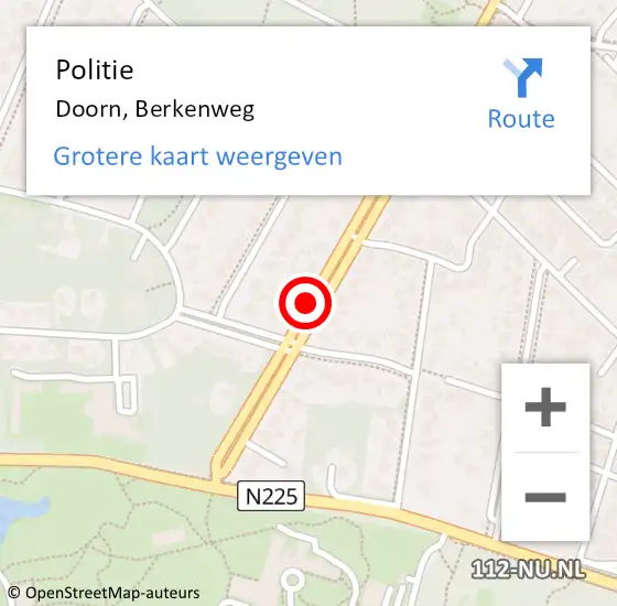 Locatie op kaart van de 112 melding: Politie Doorn, Berkenweg op 29 juni 2016 09:52