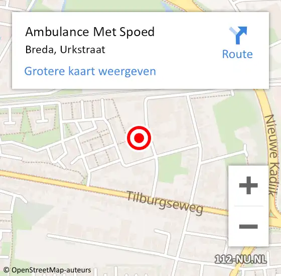 Locatie op kaart van de 112 melding: Ambulance Met Spoed Naar Breda, Urkstraat op 29 juni 2016 10:33