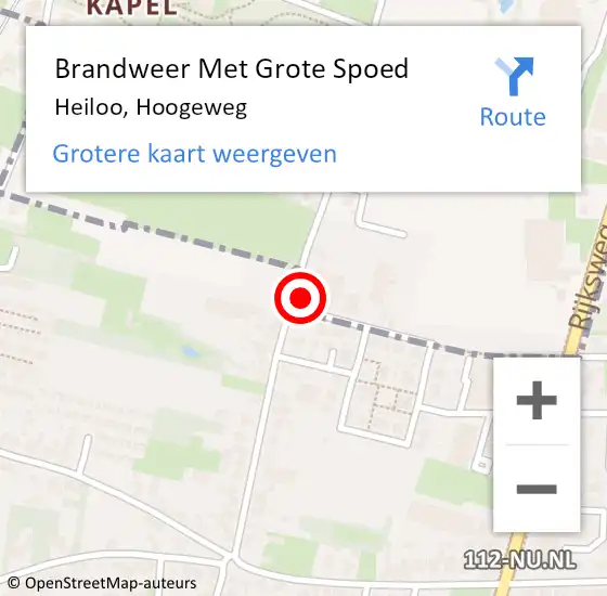 Locatie op kaart van de 112 melding: Brandweer Met Grote Spoed Naar Heiloo, Hoogeweg op 29 juni 2016 11:09