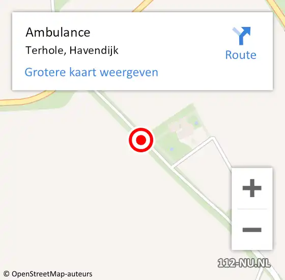 Locatie op kaart van de 112 melding: Ambulance Terhole, Havendijk op 29 juni 2016 11:24