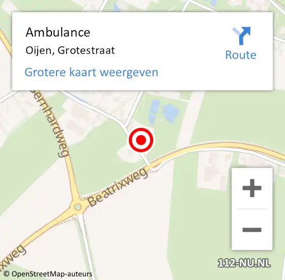 Locatie op kaart van de 112 melding: Ambulance Oijen, Grotestraat op 29 juni 2016 11:38