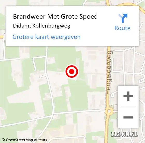 Locatie op kaart van de 112 melding: Brandweer Met Grote Spoed Naar Didam, Kollenburgweg op 29 juni 2016 12:16