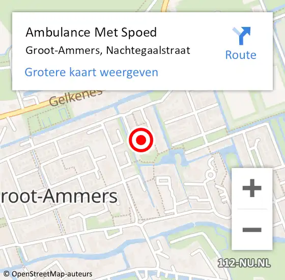 Locatie op kaart van de 112 melding: Ambulance Met Spoed Naar Groot-Ammers, Nachtegaalstraat op 29 juni 2016 13:18