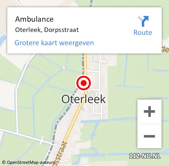 Locatie op kaart van de 112 melding: Ambulance Oterleek, Dorpsstraat op 29 juni 2016 13:53