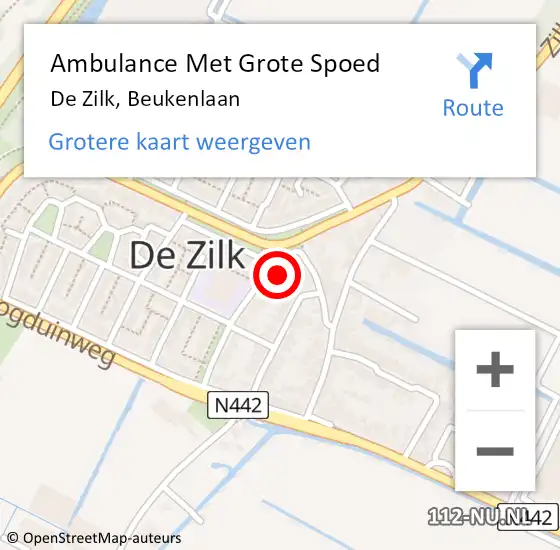 Locatie op kaart van de 112 melding: Ambulance Met Grote Spoed Naar De Zilk, Beukenlaan op 29 juni 2016 13:53