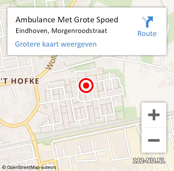 Locatie op kaart van de 112 melding: Ambulance Met Grote Spoed Naar Eindhoven, Morgenroodstraat op 29 juni 2016 15:00