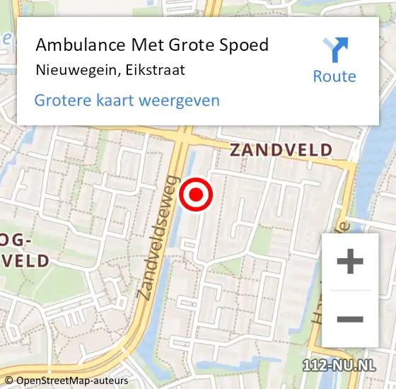 Locatie op kaart van de 112 melding: Ambulance Met Grote Spoed Naar Nieuwegein, Eikstraat op 29 juni 2016 15:56