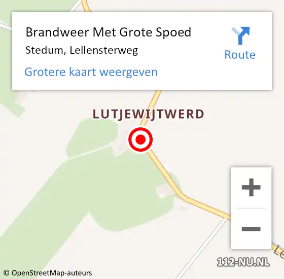 Locatie op kaart van de 112 melding: Brandweer Met Grote Spoed Naar Stedum, Lellensterweg op 19 december 2013 17:27