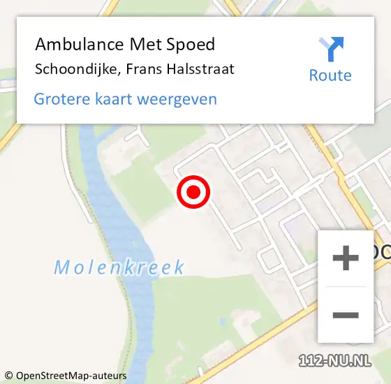 Locatie op kaart van de 112 melding: Ambulance Met Spoed Naar Schoondijke, Frans Halsstraat op 29 juni 2016 17:09