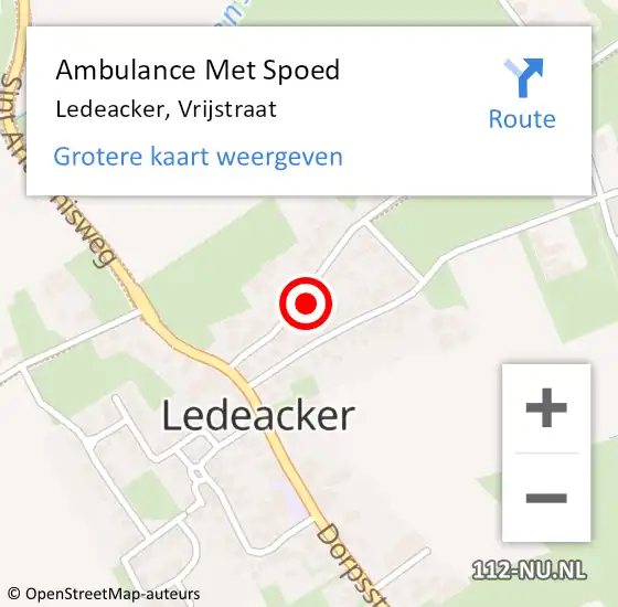 Locatie op kaart van de 112 melding: Ambulance Met Spoed Naar Ledeacker, Vrijstraat op 29 juni 2016 17:16