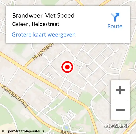 Locatie op kaart van de 112 melding: Brandweer Met Spoed Naar Geleen, Heidestraat op 29 juni 2016 18:01