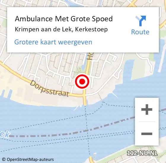 Locatie op kaart van de 112 melding: Ambulance Met Grote Spoed Naar Krimpen aan de Lek, Kerkestoep op 29 juni 2016 19:07