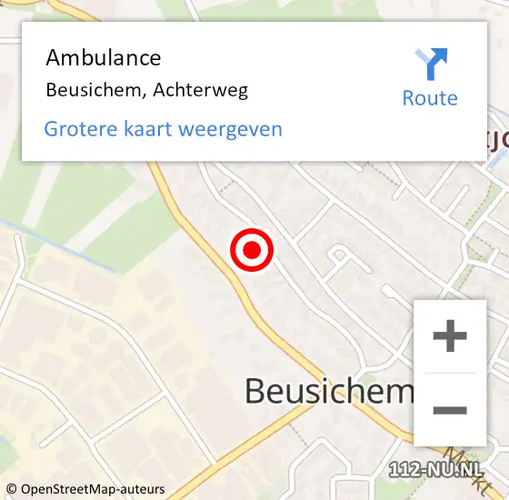 Locatie op kaart van de 112 melding: Ambulance Beusichem, Achterweg op 29 juni 2016 20:31