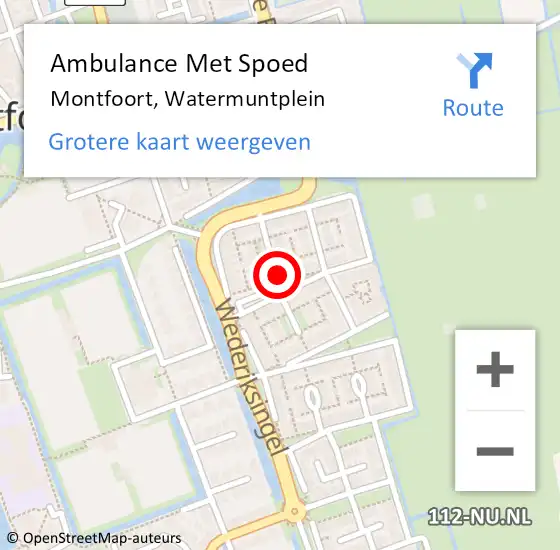 Locatie op kaart van de 112 melding: Ambulance Met Spoed Naar Montfoort, Watermuntplein op 29 juni 2016 20:40