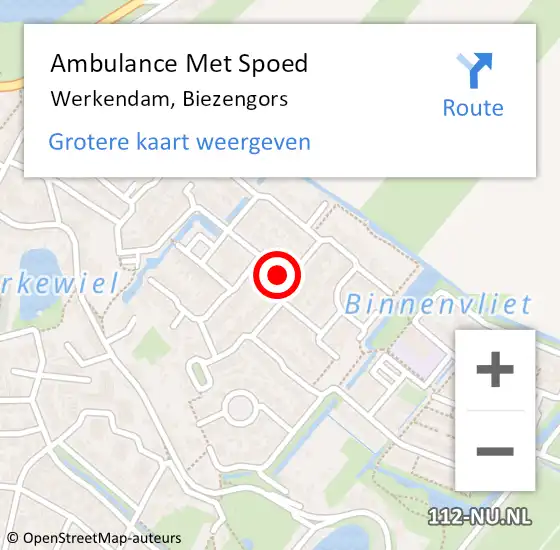 Locatie op kaart van de 112 melding: Ambulance Met Spoed Naar Werkendam, Biezengors op 29 juni 2016 20:47