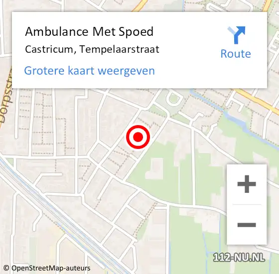 Locatie op kaart van de 112 melding: Ambulance Met Spoed Naar Castricum, Tempelaarstraat op 19 december 2013 17:48