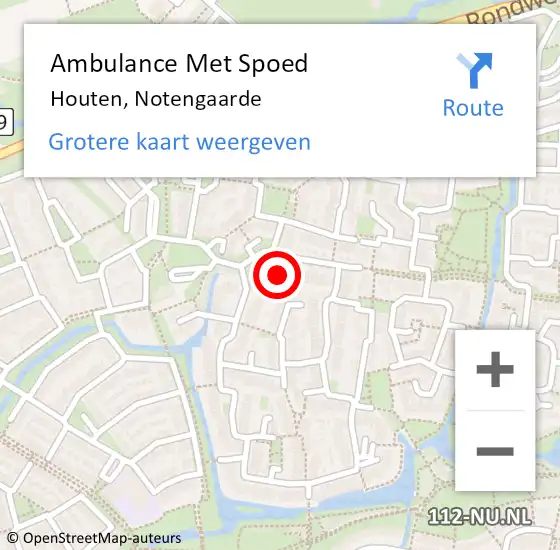 Locatie op kaart van de 112 melding: Ambulance Met Spoed Naar Houten, Notengaarde op 29 juni 2016 22:46
