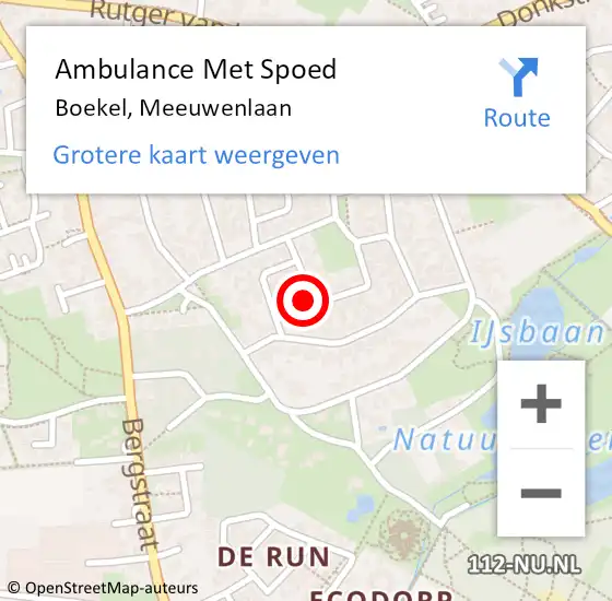 Locatie op kaart van de 112 melding: Ambulance Met Spoed Naar Boekel, Meeuwenlaan op 29 juni 2016 23:01